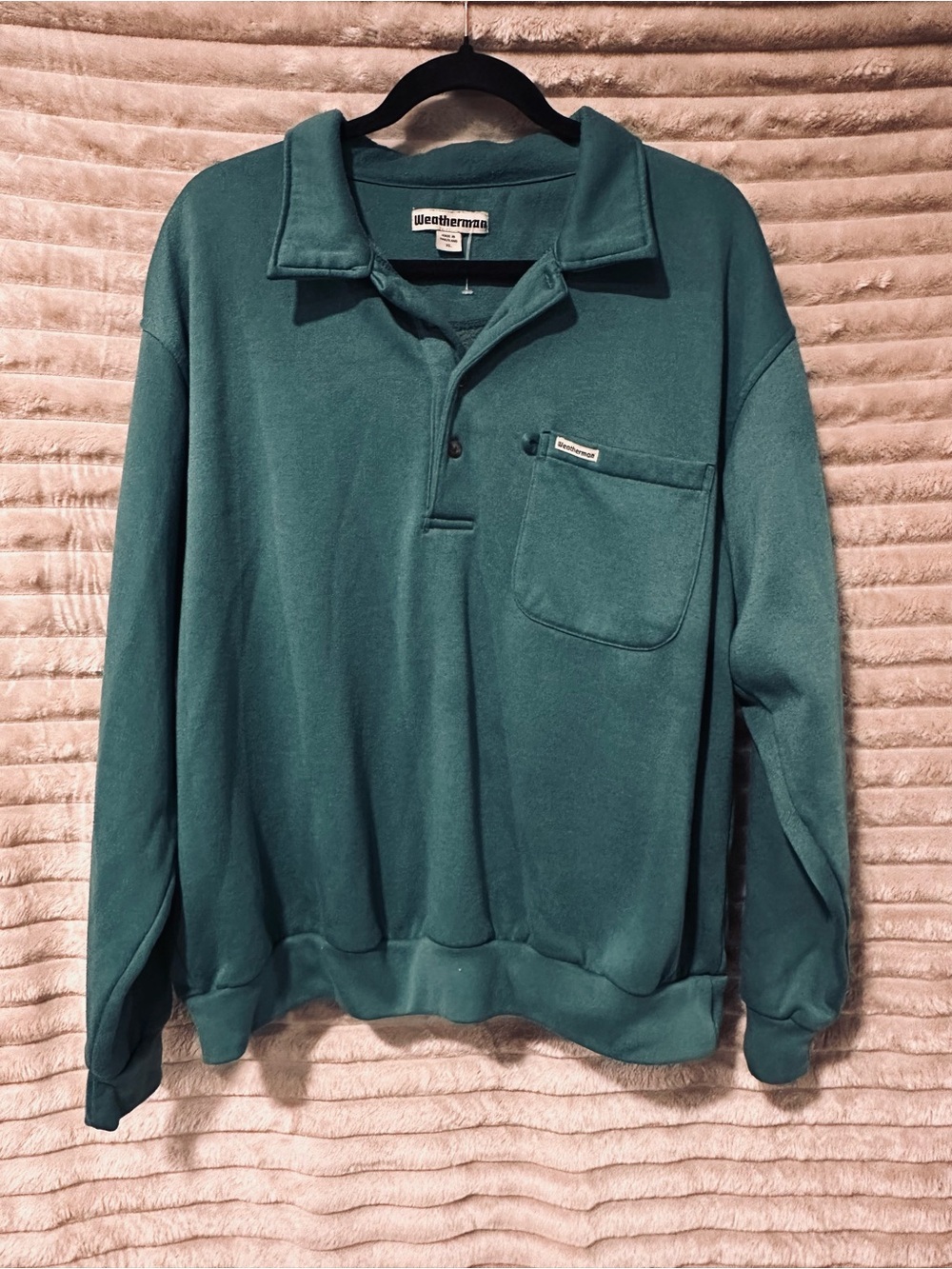 Weatherman Teal Pullover fleece sweater